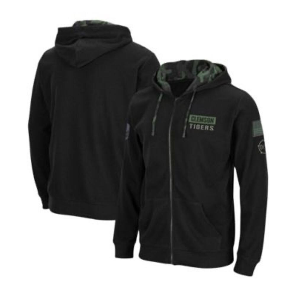Men's Colosseum Black Clemson Tigers OHT Slim Fit Lightweight Waffle Full-Zip M